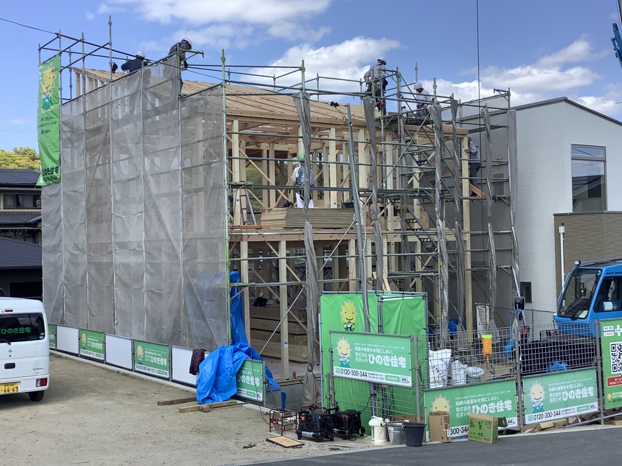 岡山市内での上棟