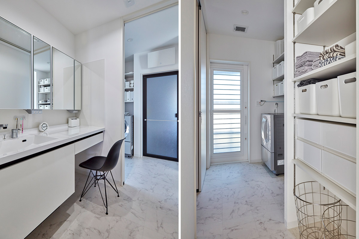 白とグレーとお庭と調和